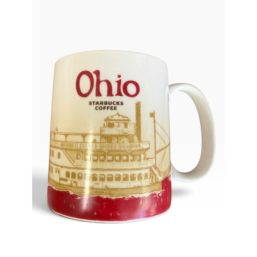 Starbucks Ohio Mug 2012 Global Icon Series 16oz Red Cream Riverboat Collector